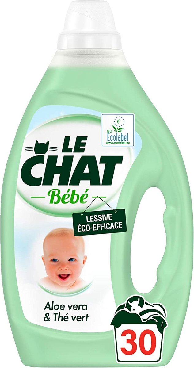 Le Chat Baby Eco-efficiënt Aloë Vera & Groene Thee - Hypoallergeen Wasmiddel - 1,5 l - 30 Wasbeurten