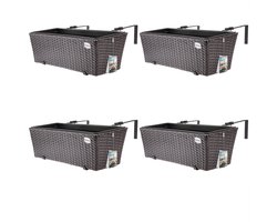 Casaria Polyrattan Balkon Plantenbak - 4 Stuks a 11 Liter – Bruin