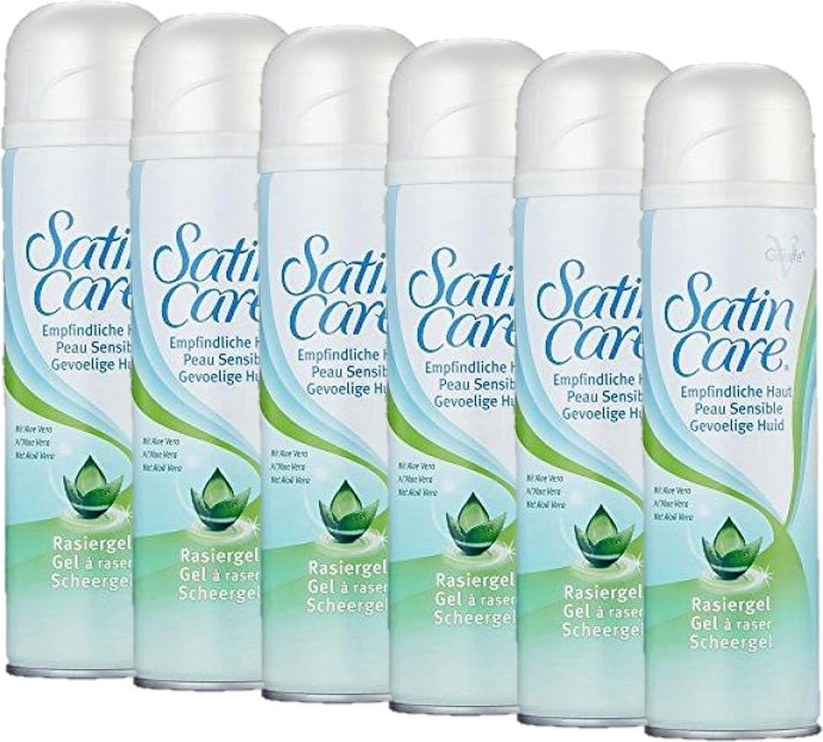 Gillette - Satin Care Shave Aloe Vera Gel (Dry Skin) - Shaving Gel - 6 x 200ml