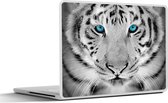 Laptop sticker - 17.3 inch - Dieren - Tijger - Ogen - Blauw - Zwart wit - 40x30cm - Laptopstickers - Laptop skin - Cover