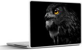 Laptop sticker - 15.6 inch - Uil - Vogel - Zwart - Portret - 36x27,5cm - Laptopstickers - Laptop skin - Cover