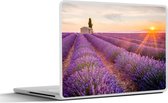 Laptop sticker - 11.6 inch - Lavendel - Zonsondergang - Bloemen - Paars - 30x21cm - Laptopstickers - Laptop skin - Cover