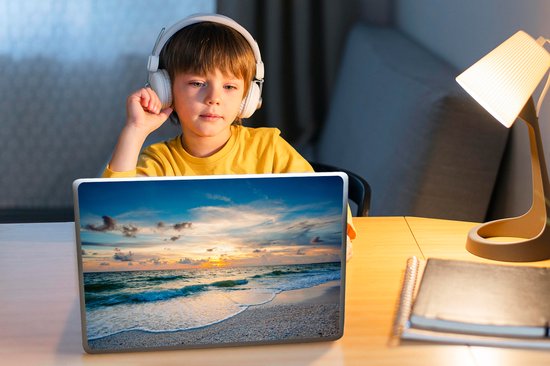 Laptop sticker - 10.1 inch - Strand - Zee - Zonsondergang - 25x18cm - Laptopstickers - Laptop skin - Cover