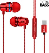DrPhone - SoundLUX - Ear filaires intra-auriculaires avec connexion USB-C ( Geen de Convertisseur analogique-digital intégré) - Bouchons d'oreilles - BASSES élevées - Rouge feu