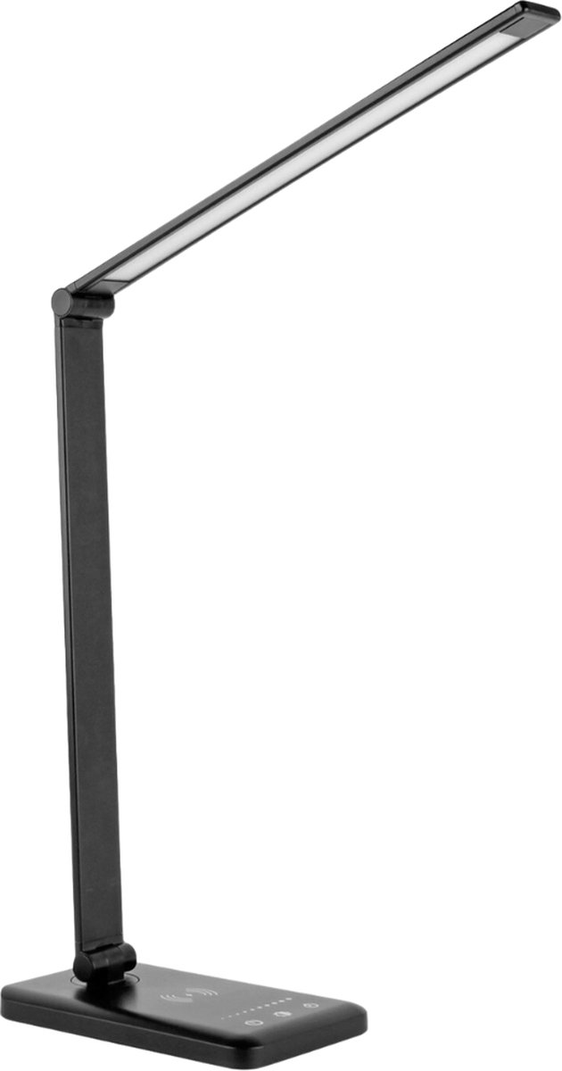 Daglicht Bureaulamp – Daglicht Lamp – Draadloze Oplader – Werklamp – 5 Kleuren Temperaturen – Dimmer – Touchscreen – Zwart