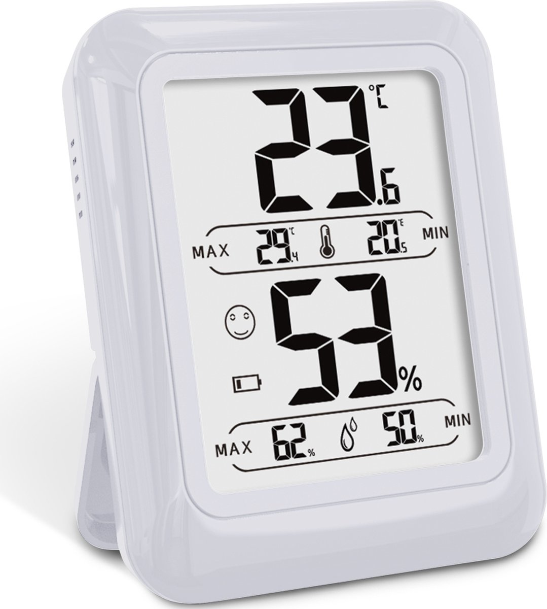 Strex Digitale Thermo Hygrometer Wit - Digitale Thermo Meter Binnen - Hygro Meter Binnen - Weerstation Met Luchtvochtigheidsmeter - Inclusief Batterij