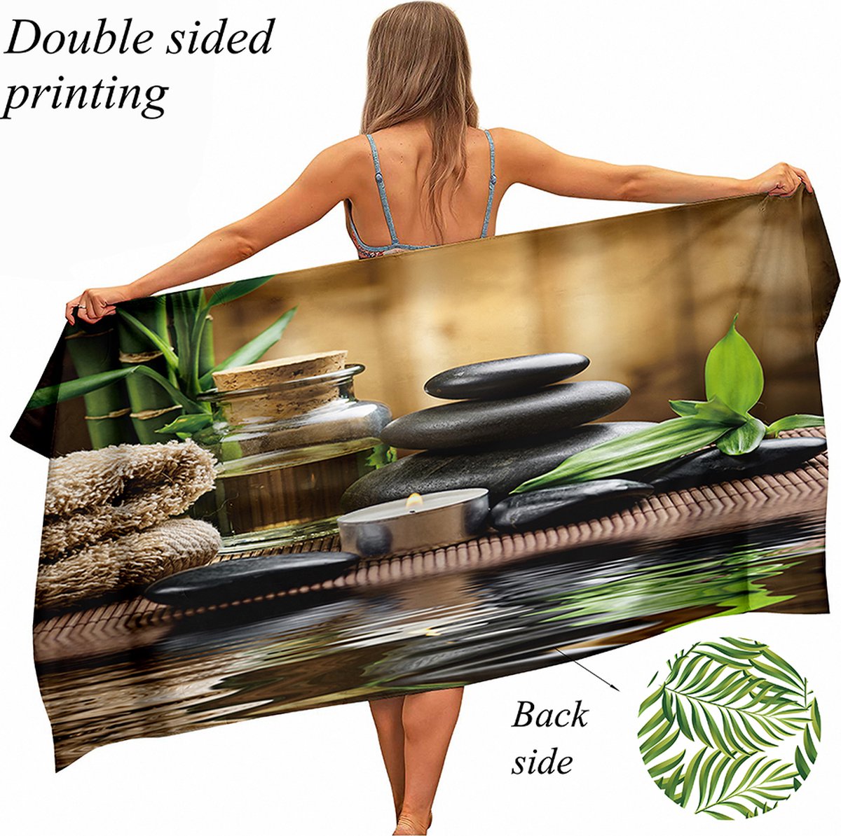 Bol.com Ulticool Microvezel Handdoek - Zen Spa Meditatie Rust - Badhanddoek - Strandlaken - Sneldrogend Badlaken - 160x80 cm - R... aanbieding