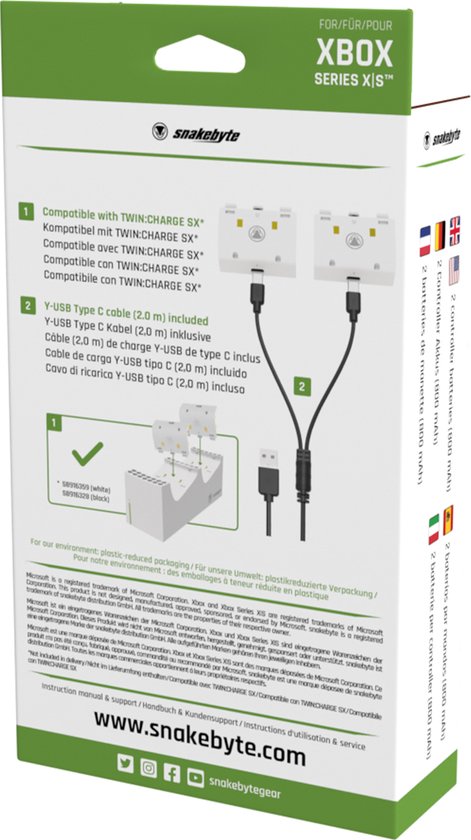 Snakebyte Battery Kit SX - Xbox Series X - Wit | bol
