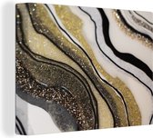 Toile Peinture Gemme - Abstrait - Marbre - Nature - 80x60 cm - Décoration murale