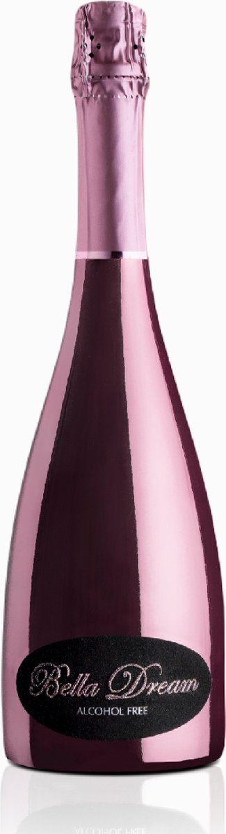 BELLA DREAM Pink - Alcoholvrije Rosé Prosecco - Alcoholvrije Rosé - Gouden/Roze Fles decoratie - Kerstcadeau - Babyshower cadeau - 0.0 - Vegan - 0% - Bella Dream Pink