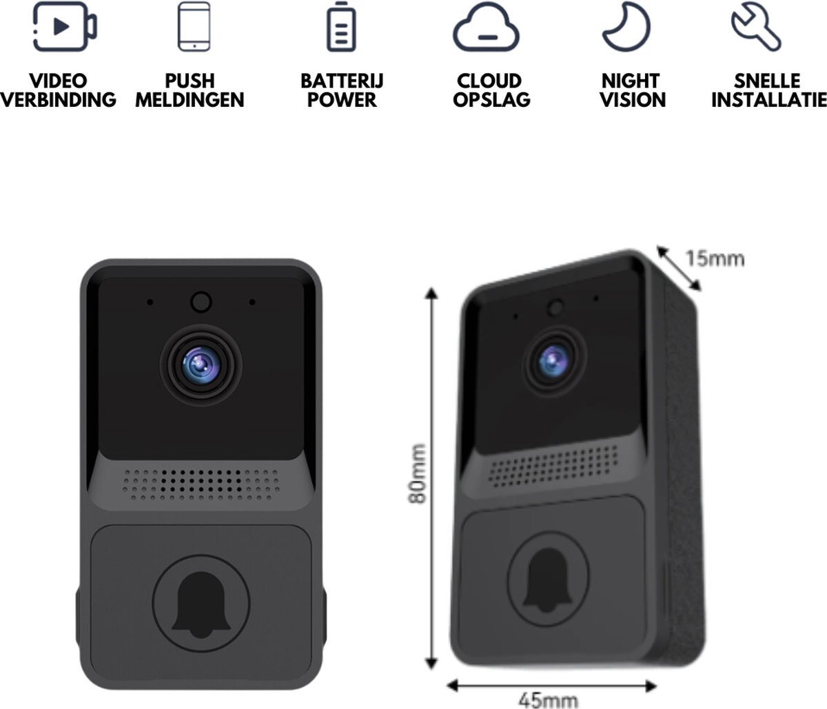 Afbeelding 3 van Slimme Video Deurbel - Deurbeldrukker - Draadloos - 1080p HD-video - Ring Video Deurbel - WiFi