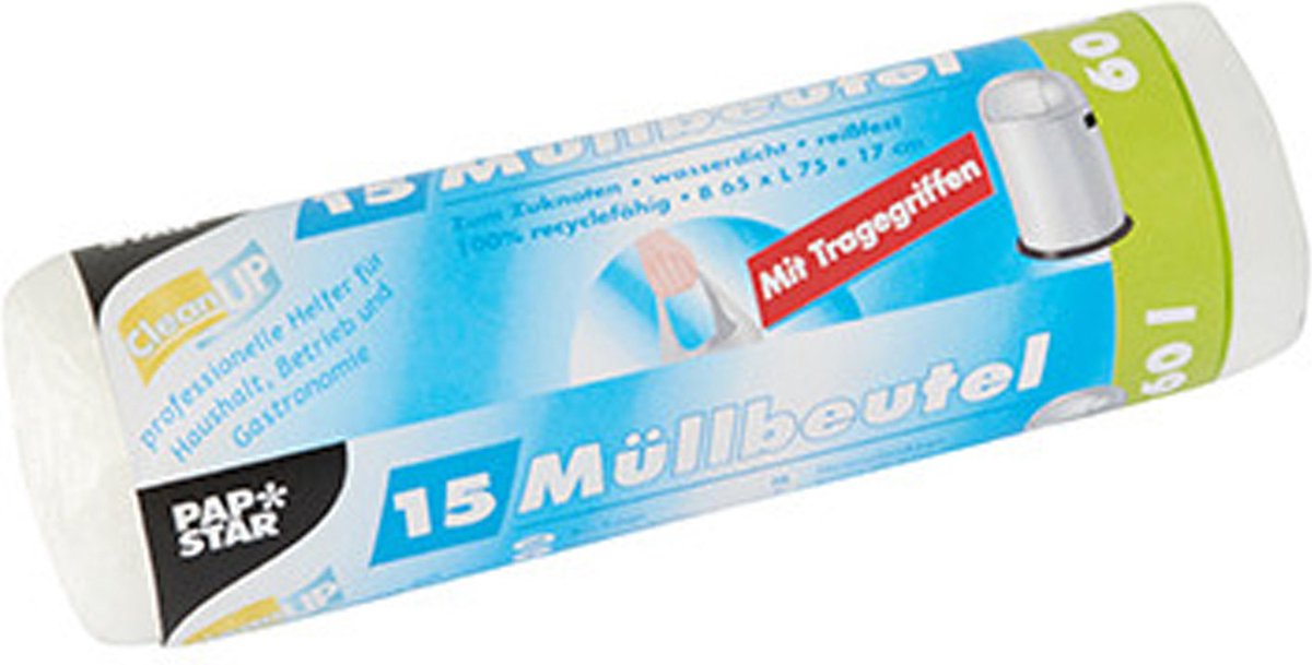 Goedkoopste Papstar 15x stuks afvalzakken/vuilniszakken - 60 liter - transparant - Prullenbak zakken