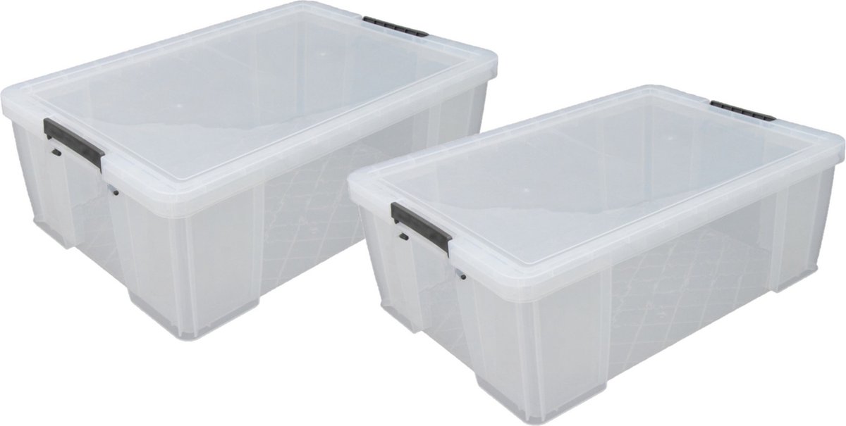Whitefurze - Opbergbox - 2x - 51 liter - Transparant - 66 x 44 x 23 cm