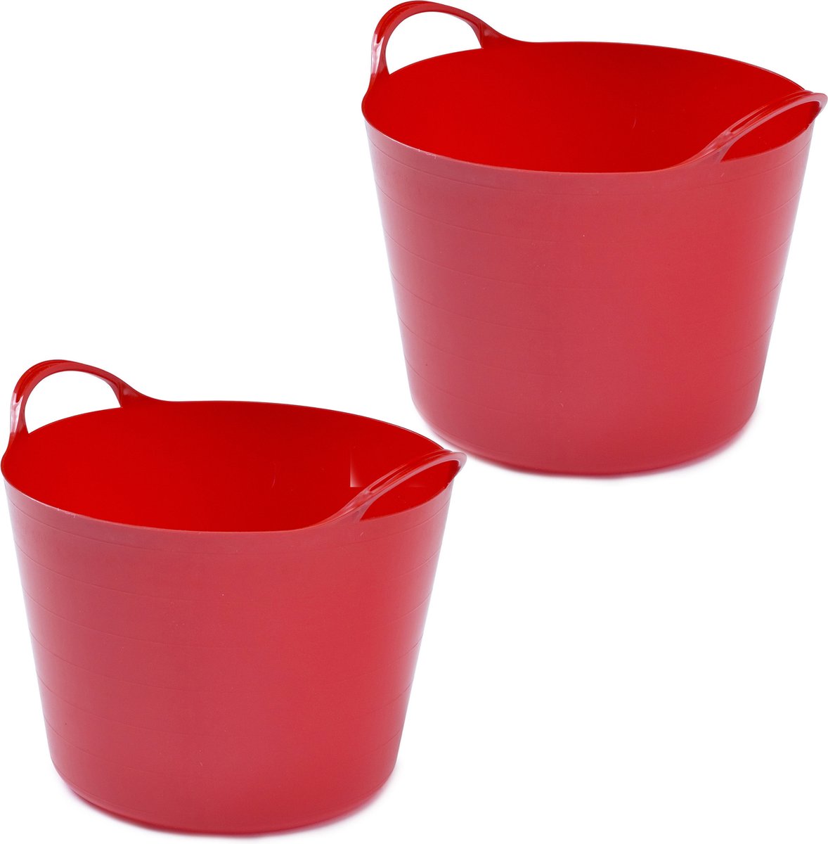 Whitefurze Flexibele emmer - 2x - 14 liter - Kunststof - Rood - 32 x 36 x 25 cm