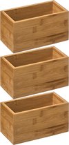 5Five - Opberg/sorteer/lade verdelers bakjes bamboe 18 x 9 x 9.5 cm - 3x stuks