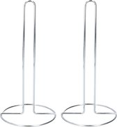 2x essuie-tout/porte-essuie-tout - en acier inoxydable argenté - 28 cm