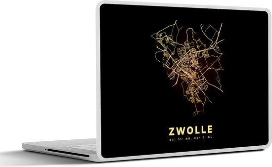 Laptop sticker - 14 inch - Zwolle - Stadskaart - Plattegrond - Kaart - 32x5x23x5cm - Laptopstickers - Laptop skin - Cover - Stadskaart
