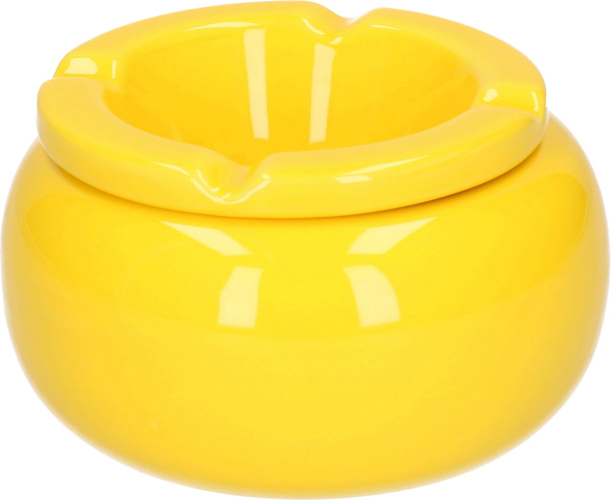 Goedkoopste Cepewa Stormasbak - geel - rond - 11 cm - keramiek - asbak voor buiten - terras asbak