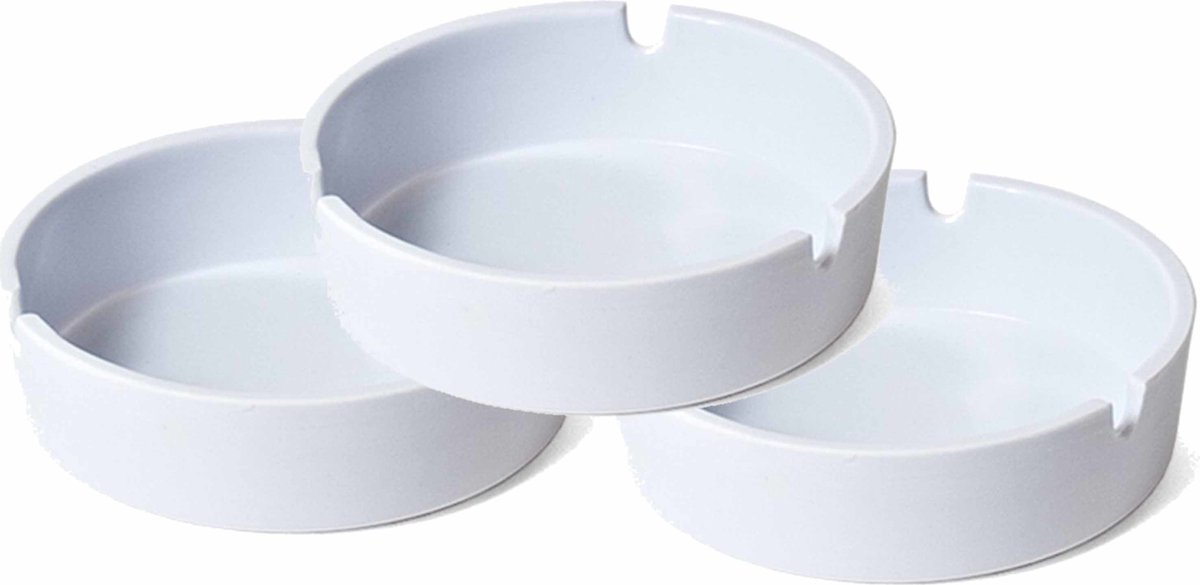 Goedkoopste 3x Basis asbakken wit 10 cm kunststof - Tafel asbak