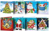 Cards & Crafts 8 Cartes de Noël pour Peinture de diamants - 15x15cm - Cartes de Noël avec Enveloppes - Ensemble complet de Peinture au Diamond