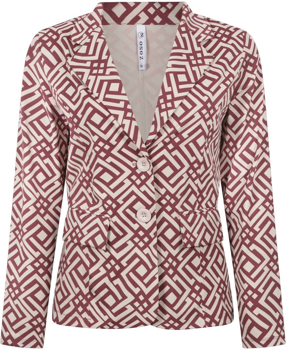 Zoso 224 Esther Printed Travel Blazer Ruby Red/Oatmeal