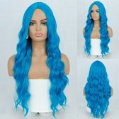 Perruque Homezie - Blauw - Cheveux Longs Ondulés - Perruques Femme - Perruques - Lavable - Coiffable - Haute Qualité - Perruques Cheveux Longs Femme