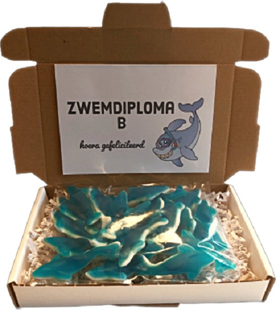 Brievenbus cadeau Zwemdiploma B met gratis wenskaart