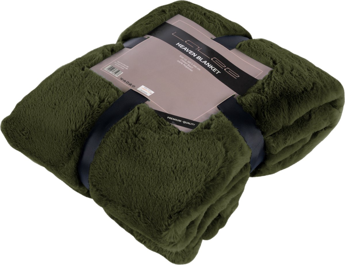 Lalee Heaven fake bont Plaid fluffy fleecedeken olijf groen 150x200 cm groen