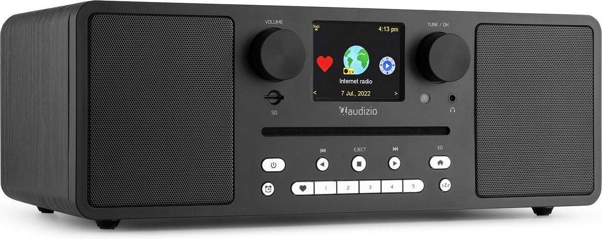 DAB radio met Bluetooth - Audizio Naples - internetradio - DAB radio met CD-speler - FM - hout/zwart - Audizio