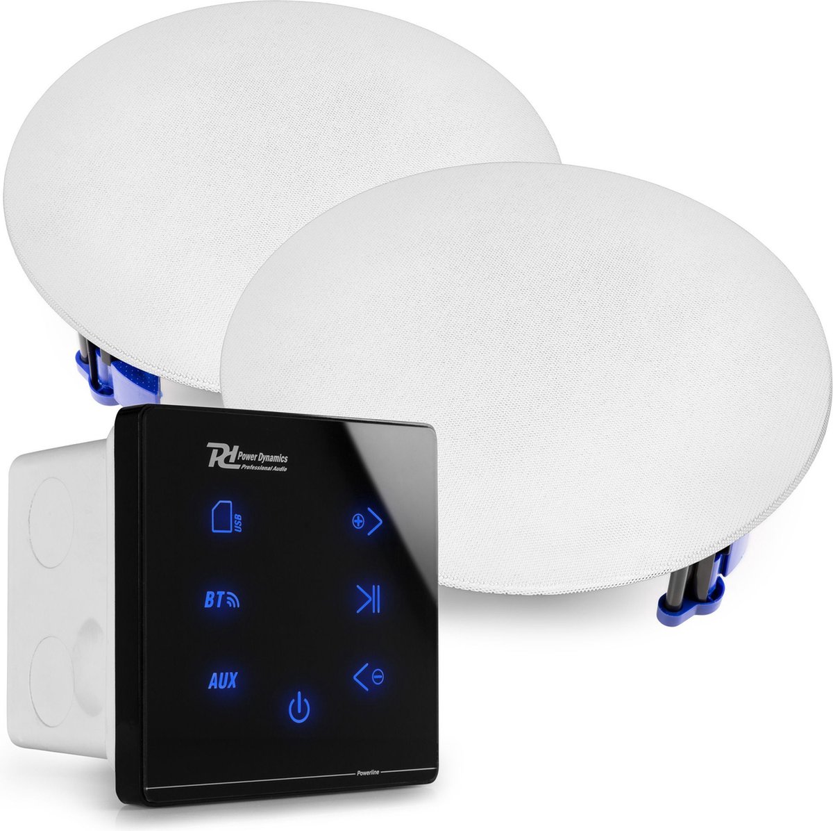 Inbouw versterker met 2 plafondspeakers - Power Dynamics Powerline A50BSet