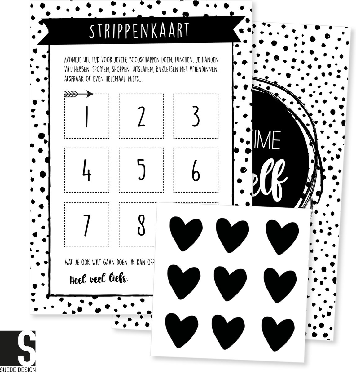 Oppas strippenkaart | Kraamcadeau | Suede design A5 kaart