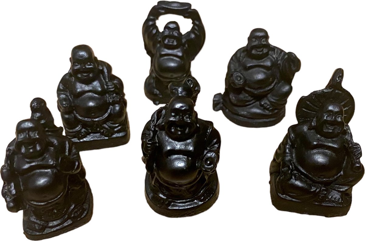 Aanzetten Bisschop timer Boeddha beeldjes mini Zwart 6 stuks 3cm | bol.com
