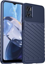 Mobigear Hoesje geschikt voor Motorola Moto E22i Telefoonhoesje Flexibel TPU | Mobigear Groove Backcover | Moto E22i Case | Back Cover - Blauw