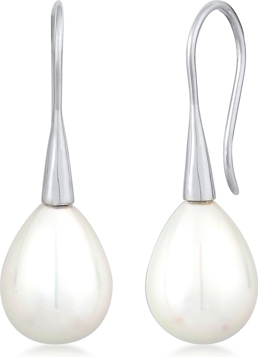 Nenalina - Oorbellen - Dames Drop Oorbellen Klassiek met Schelpkern Kralen in 925 Sterling Zilver - Dames