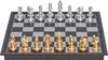 Afbeelding van het spelletje Magnetisch Zak Schaakspel Met Gouden En Zilveren Schaakstukken 25 X 25 cm