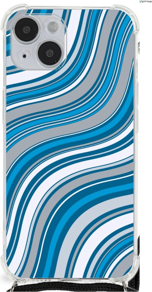 iPhone 14 Plus Doorzichtige Silicone Hoesje Waves Blue