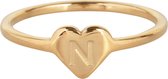 CHARMIN’S - INITIALEN - ZEGELRING - HARTJE - GOLDPLATED - LETTER N - MAAT 18 - STAINLESS STEEL - WATERPROOF