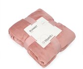 HOMLA roze fleecedeken, pluizig en warm - voor de bank, bank en bed, gezellige deken, bankdeken, onderhoudsvriendelijk 150 x 200 cm, roze