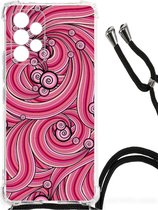 Anti Shock Case Geschikt voor Samsung Galaxy A53 Telefoonhoesje met doorzichtige rand Swirl Pink