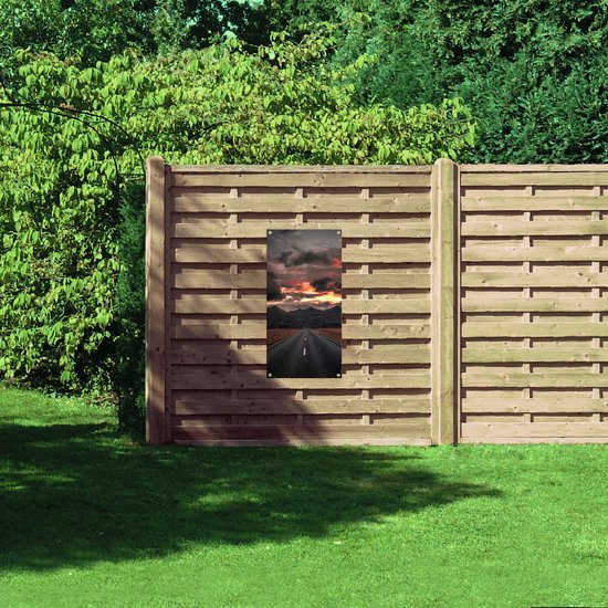 WallClassics - Poster de jardin – Large route vers les montagnes - 50 x 100 cm Photo sur poster de jardin (décoration murale pour l'extérieur et l'intérieur)