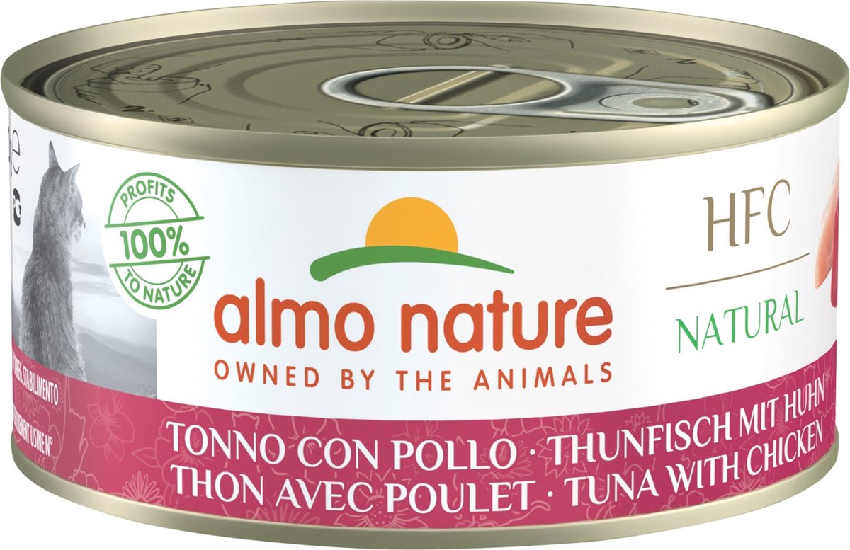 Almo Nature HFC Natural Natvoer voor Katten - 24 x 150g - Tonijn en Kip - 24 x 150 gram