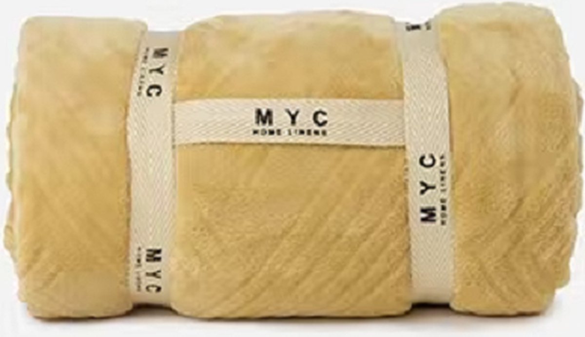 MYC Home Linens Plaid Tacto seda - Geel/goud - 130 x 180cm