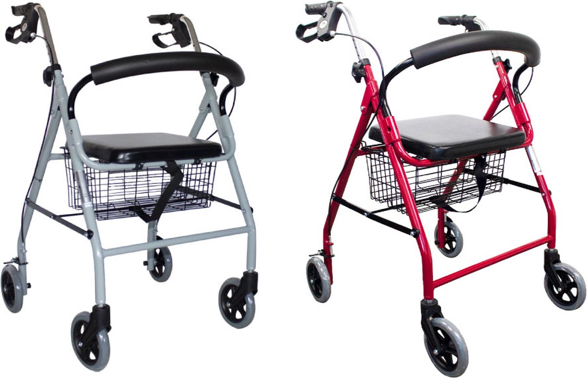 Déambulateur pliable à 4 roues, pour adultes, freins aux poignées,  handicapés, avec... | bol.com