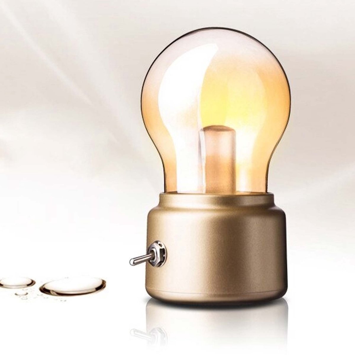 LED Lamp Goud oplaadbaar - 11x7x6 cm - Rustiek licht - Decolamp - Decoratie verlichting