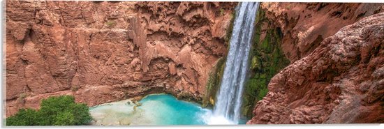 WallClassics - Acrylglas - Havasu Falls Waterval in Arizona - 60x20 cm Foto op Acrylglas (Met Ophangsysteem)