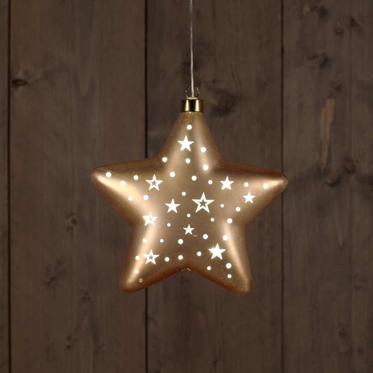 Star Glass Matt Gold With Stars 19 cm en Led Warm White en Anna's C...