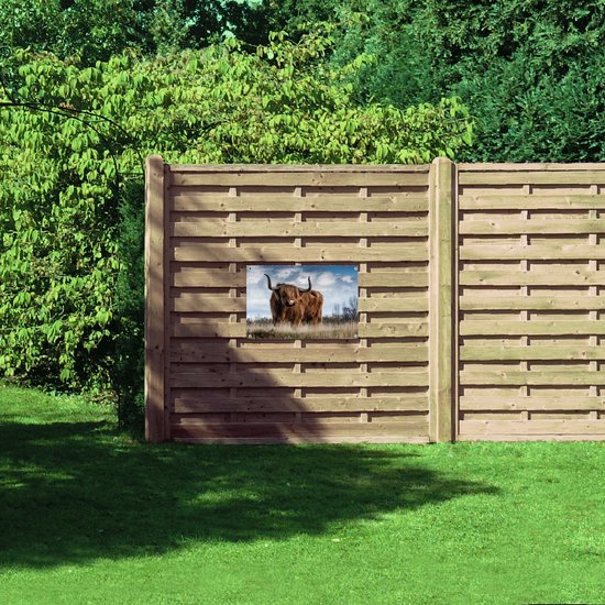 WallClassics - Poster de Jardin - Highlander écossais - 75x50 cm Photo sur Poster de Jardin (décoration murale pour l'extérieur et l'intérieur)