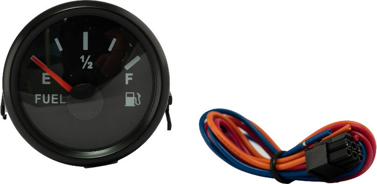 Hollex zwarte Brandstofmeter 9-32V Ø59mm geschikt voor 0-190Ω