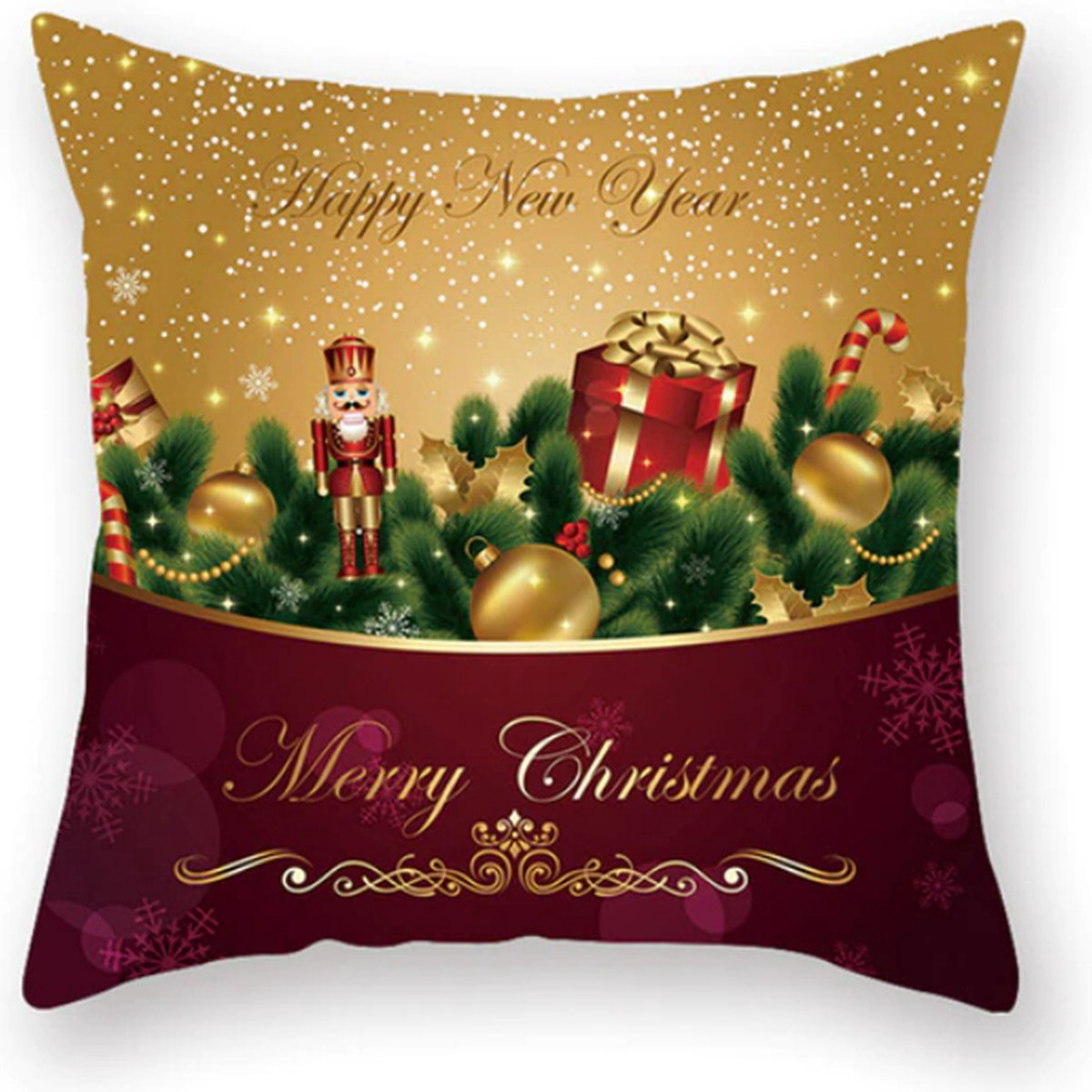 Kussenhoes - Kerst kussenhoes - voor huis – kerst – kerstcadeau – kerst decoratie – nieuwjaar – Merry kerstmis - Gift – Goud/Rood