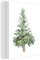 Canvas Schilderij Kerstboom - Verlichting - Feest - 60x80 cm - Wanddecoratie
